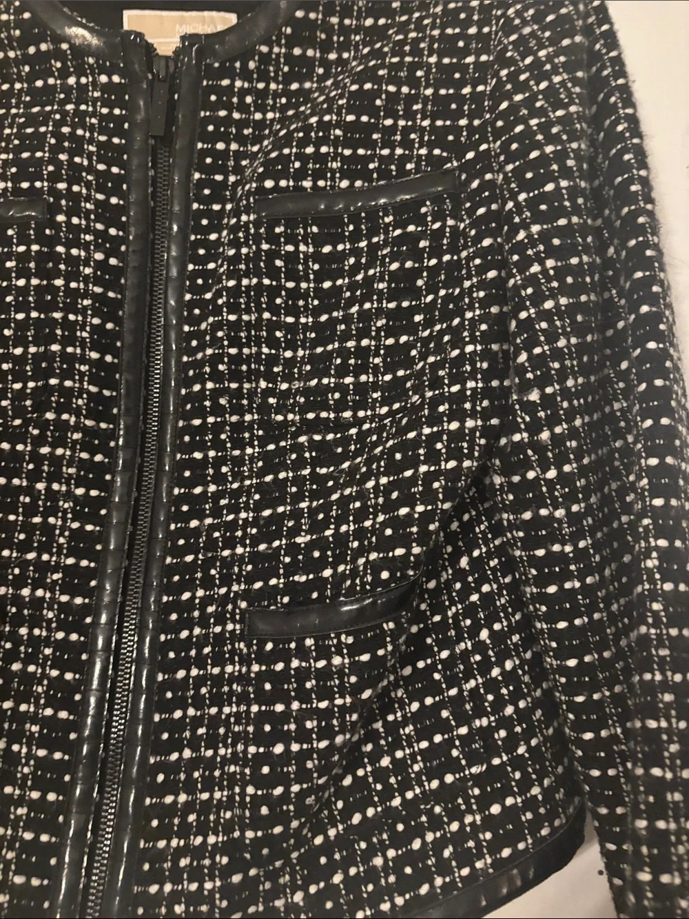 Black Tweed Zip-Front Women's Jacket